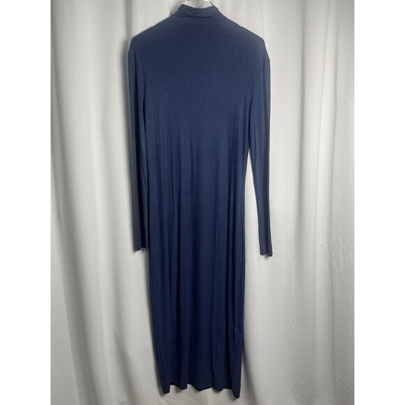 AG Adriano Goldschmied Chelden Long Sleeve Maxi Dress In Blue Metallic Sz L New - Picture 3 of 8